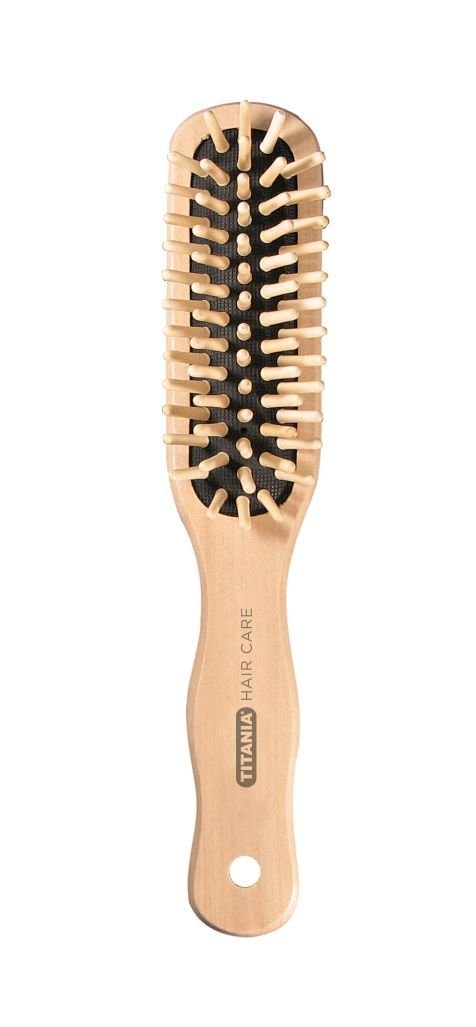 Haarbürste / Massagebürste aus Holz mit Kunststoff Borsten von Titania - Neu