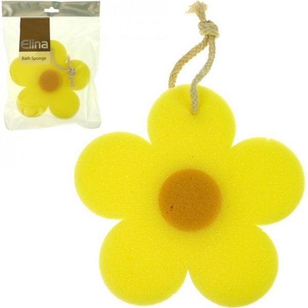 Blumen-Duschschwamm / Badeschwamm / Blumen-Schwamm in gelb - circa 15cm groß