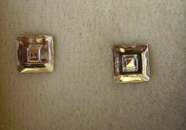 Preciosa Bleikristall Schmuck - Ohrringe Model Square Cristal - Klare Steine