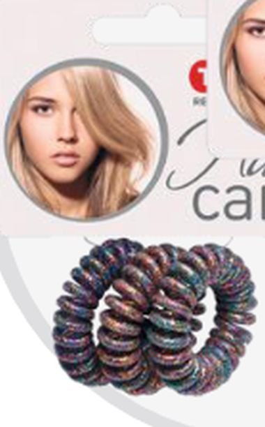"Unsichtbare" Haargummis in Multicolour Glitzer - 3er Pack Zopfbänder