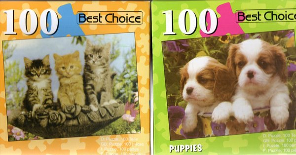 Puppy Puzzle - Baby Katzen oder Hunde / Welpen Puzzle - 100 Teile