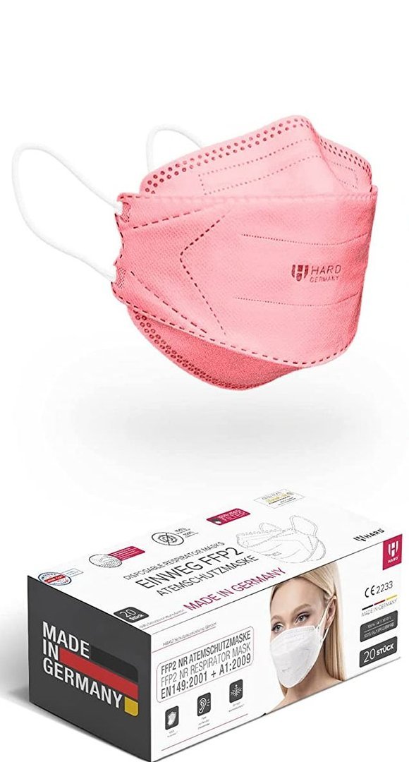 HARD Germany - FFP2 Mundschutz einzeln verpackt - Raspberry Pink 20 Stück