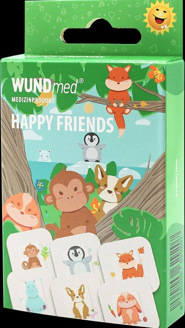 Happy Friends - Wundmed - Kinderpflaster mit 6 Motiven 10Stück